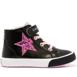 Zapatillas altas Conguitos de niña con estrella y tira adherente negras