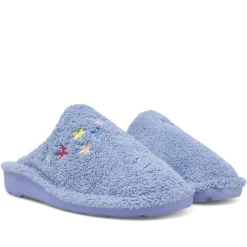 Zapatillas casa BEREVERE azules con estrellas de colores y cuña