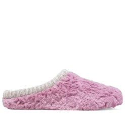 Zapatillas casa Querol rosas de pelito y ribete de punto