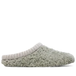 Zapatillas casa Querol verdes de pelito y ribete de punto