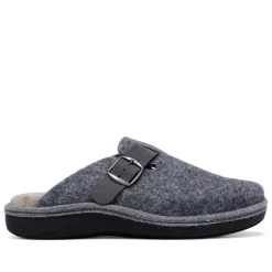 Zapatillas casa Salvi grises de felpa con hebilla