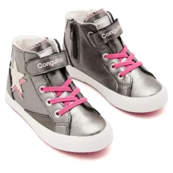 Zapatillas Conguitos altas estrella plata