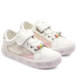 Zapatillas deporte Conguitos blancas con glitter y cuentas y de colores