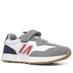 Zapatillas deporte QUETS! blancas y grises con cordones elásticos y velcro