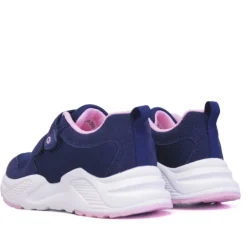Zapatillas deporte QUETS! azules con doble velcro y detalles en rosa