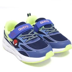 Zapatillas deporte QUETS! azules y amarillas con detalle de Spiderman y luces