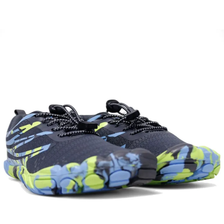 Zapatillas deportivas BB Up estilo pies de gato con detalles azules y amarillos barefoot para hombre