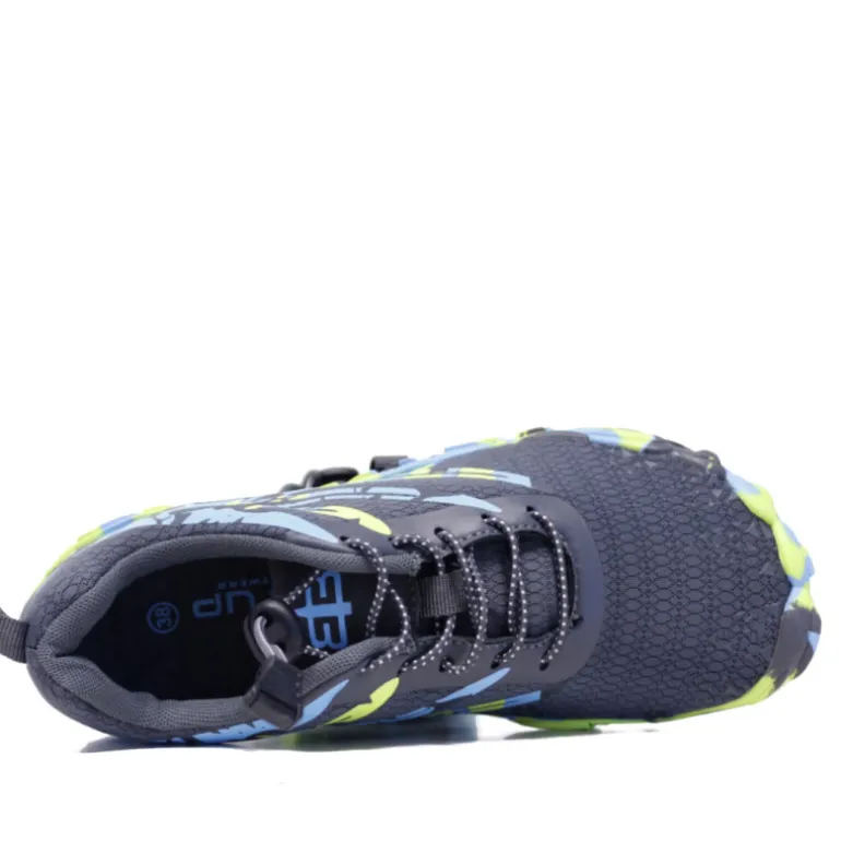 Zapatillas deportivas BB Up estilo pies de gato con detalles azules y amarillos barefoot para hombre