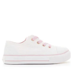 Zapatillas lona Chika 10 bajas blancas con detalles rosas