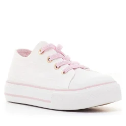 Zapatillas lona Chika 10 bajas blancas con detalles rosas