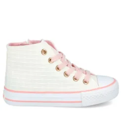 Zapatillas lona Chika 10 blancas con detalles rosas