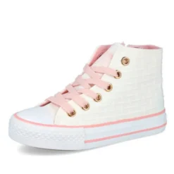 Zapatillas lona Chika 10 blancas con detalles rosas