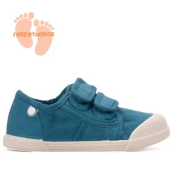 Zapatillas lona Igor petroleo con doble velcro respetuosas