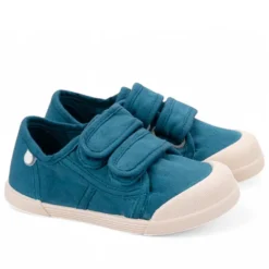 Zapatillas lona Igor petroleo con doble velcro respetuosas