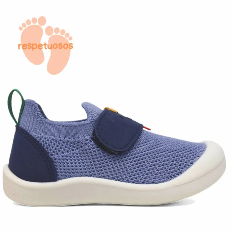 Zapatillas lona Kickers blue fonce estilo calcetín con velcro respetuosas