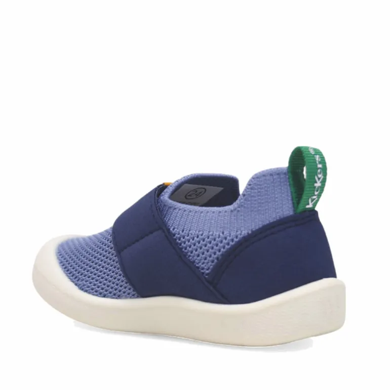 Zapatillas lona Kickers blue fonce estilo calcetín con velcro respetuosas