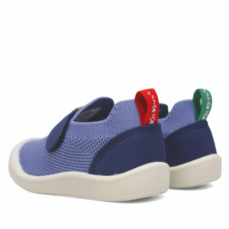 Zapatillas lona Kickers blue fonce estilo calcetín con velcro respetuosas