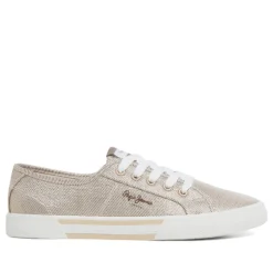 Zapatillas lona Pepe Jeans básicas oro metalizadas para mujer
