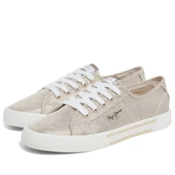 Zapatillas lona Pepe Jeans básicas oro metalizadas para mujer