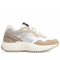 Zapatillas urban Pepe Jeans kimi glam marrón con detalles plateados para mujer