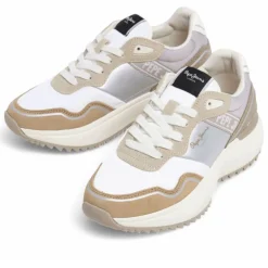 Zapatillas urban Pepe Jeans kimi glam marrón con detalles plateados para mujer