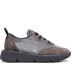 Zapatillas Weekend concordia de piel y tejido gris metalizadp