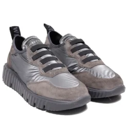 Zapatillas Weekend concordia de piel y tejido gris metalizadp