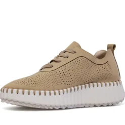 Zapatos cuña Walk & Fly marrones de piel vegana perforada