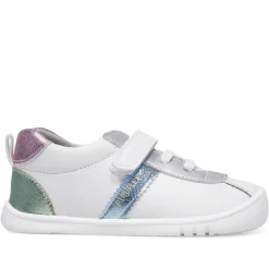 Zapatos Pirufin blancas con detalles metalizados en azul, rosa y verde
