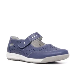 Zapatos planos Owel geelong azules con velcro y piel vegana