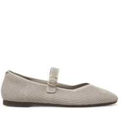 Zapatos planos taupe estil merceditas de canalé para mujer