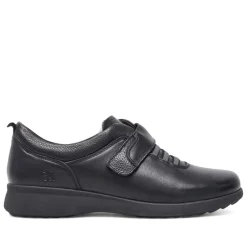 Zapatos planos Treintas de piel negra con cordones elásticos y cierre de velcro