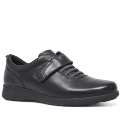 Zapatos planos Treintas de piel negra con cordones elásticos y cierre de velcro