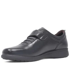 Zapatos planos Treintas de piel negra con cordones elásticos y cierre de velcro