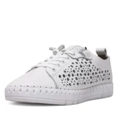 Zapatos planos Yokono flow blancos de piel con diseño troquelado