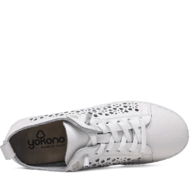 Zapatos planos Yokono flow blancos de piel con diseño troquelado