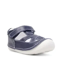 Zapatos respetuosas azules cerradas con velcro