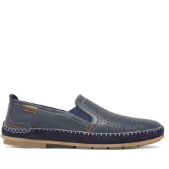Zapatos sport Baerchi azules con dos texturas de piel para hombre