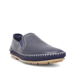Zapatos sport Baerchi azules con dos texturas de piel para hombre