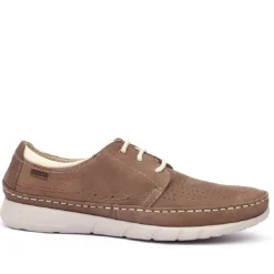 Zapatos sport Baerchi Scorpio marrones de piel perforada con cordones y ultraliegeros