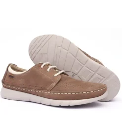 Zapatos sport Baerchi Scorpio marrones de piel perforada con cordones y ultraliegeros