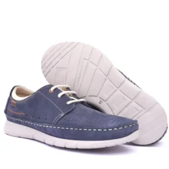 Zapatos sport Baerchi Scorpio azules de piel perforada con cordones y ultraliegeros