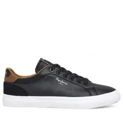 Zapatos sport Pepe Jeans kenton court negros con detalles marrones