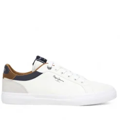 Zapatos sport Pepe Jeans kenton court blancos con detalles azules y marrones