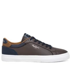 Zapatos sport Pepe Jeans kenton court marrones con detalles azules y marrones