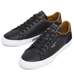 Zapatos sport Pepe Jeans kenton court negros con detalles marrones