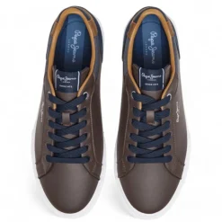 Zapatos sport Pepe Jeans kenton court marrones con detalles azules y marrones