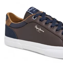 Zapatos sport Pepe Jeans kenton court marrones con detalles azules y marrones
