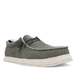 Zapatos sport verdes estilo náutico con cordón elástico para hombre
