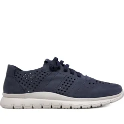 Zapatos sport Walk & Fly azules oscuras de piel perforada y plantilla piel
